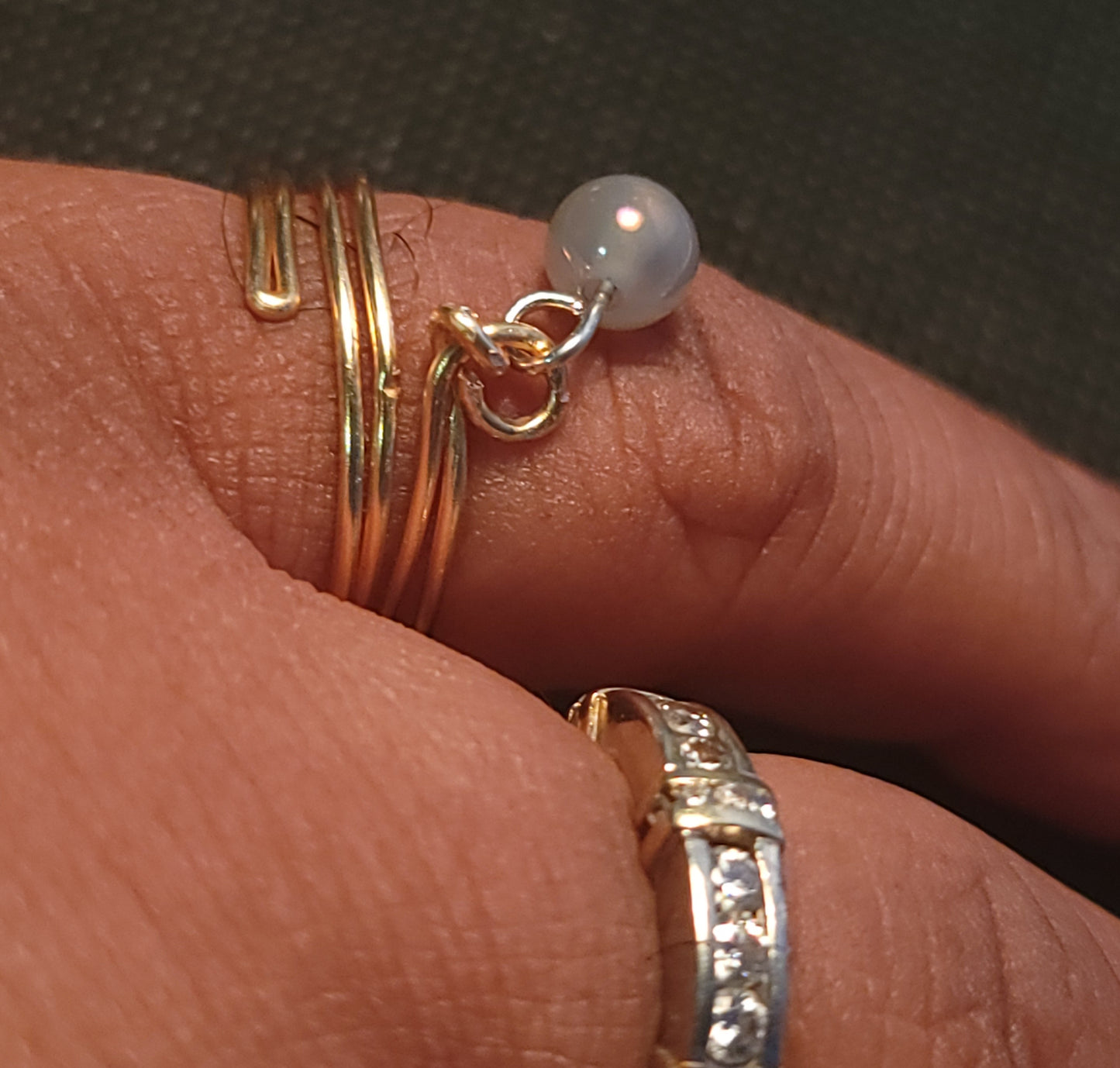 Gray Agate Adjustable Ring