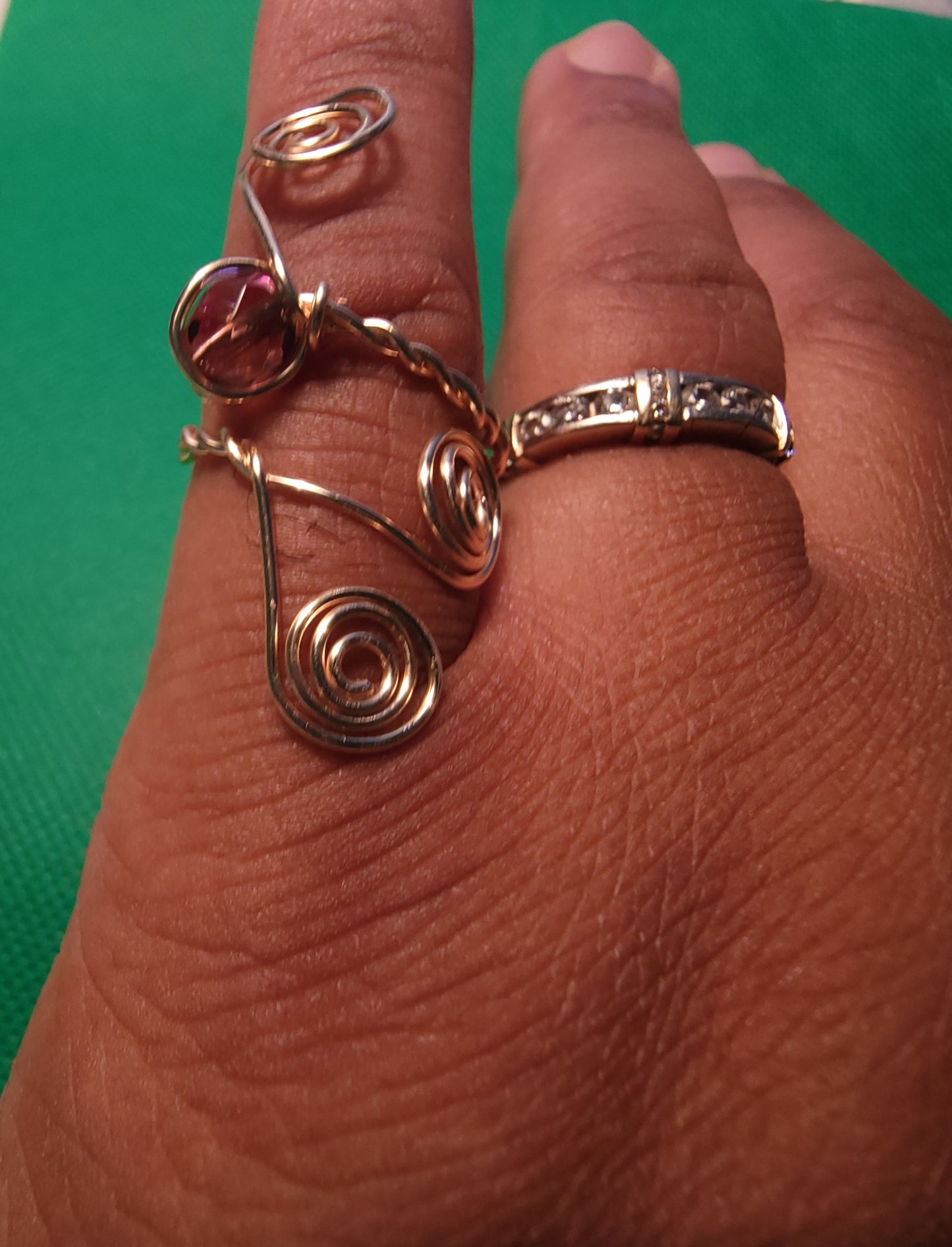 Purple Czech Spiral Ring