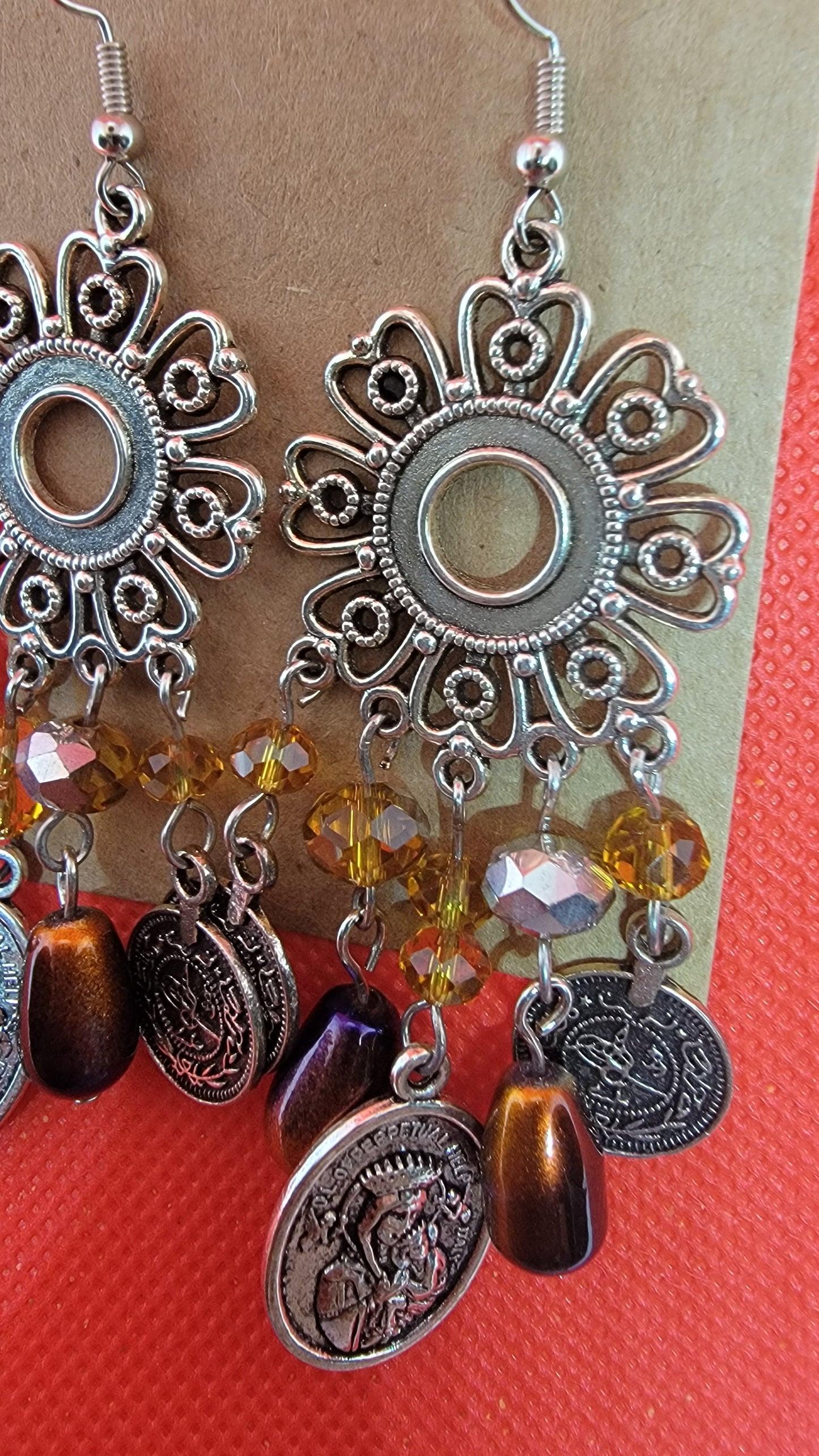 Bohemian Medallion Charm Earrings