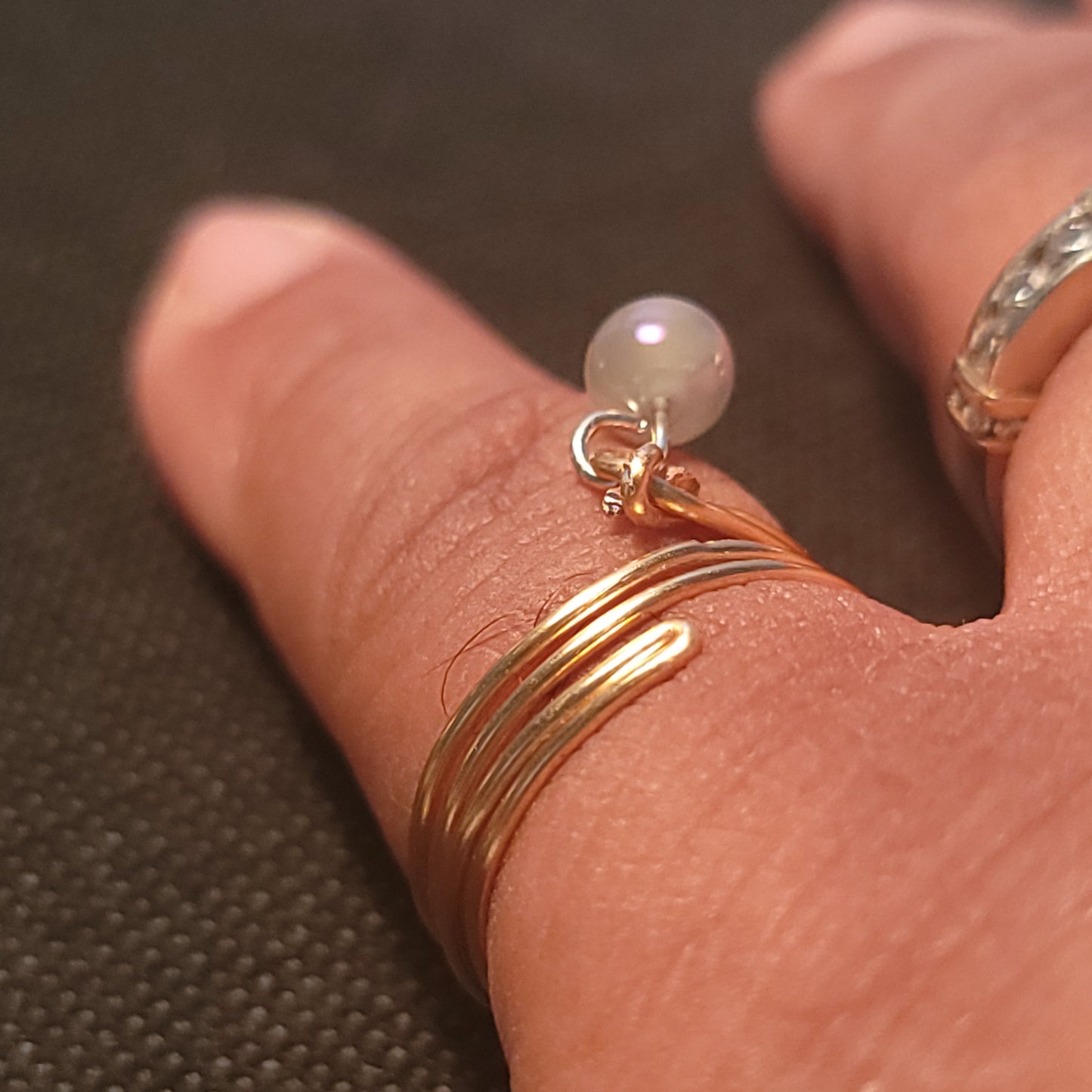Gray Agate Adjustable Ring