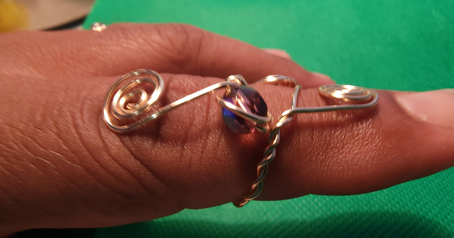 Purple Czech Spiral Ring