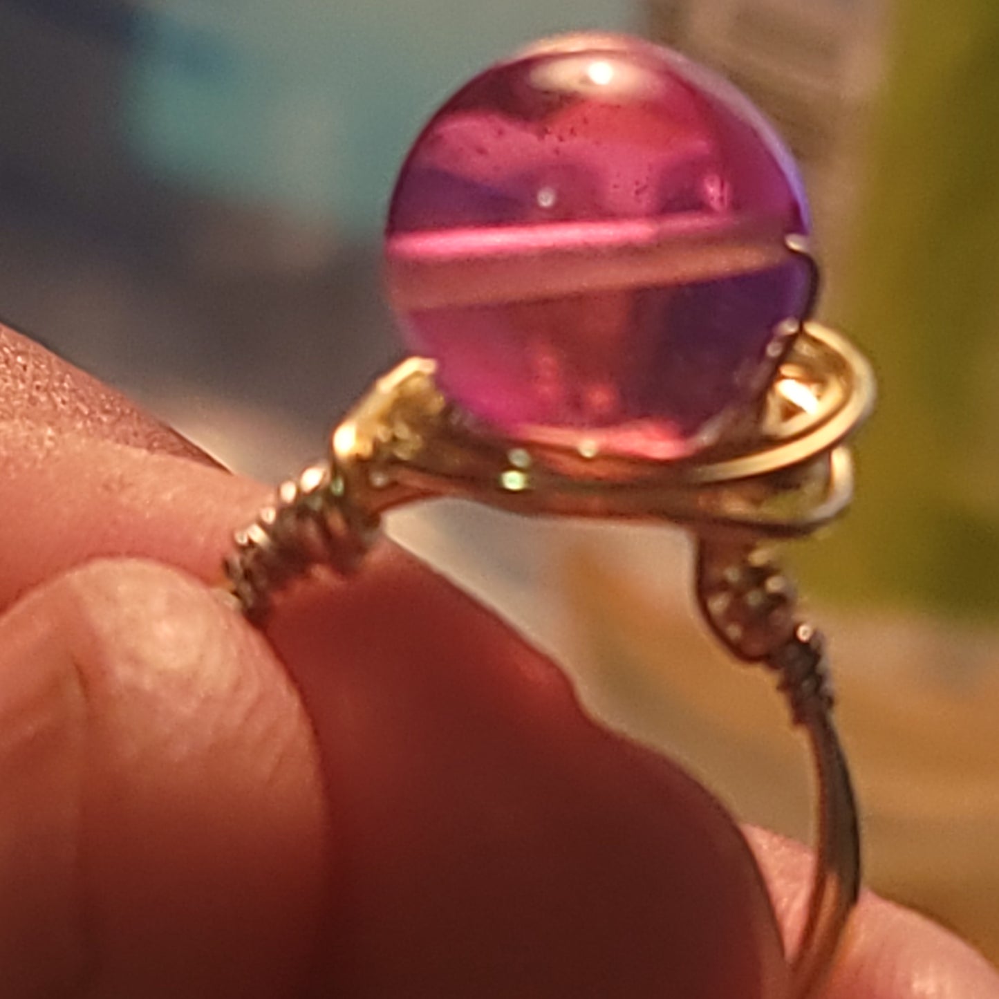 Tilted Earth Glass Bead Ring