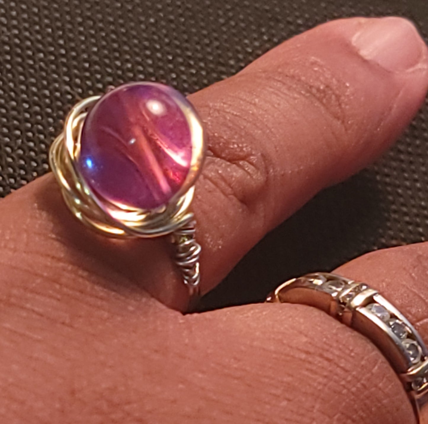 Tilted Earth Glass Bead Ring