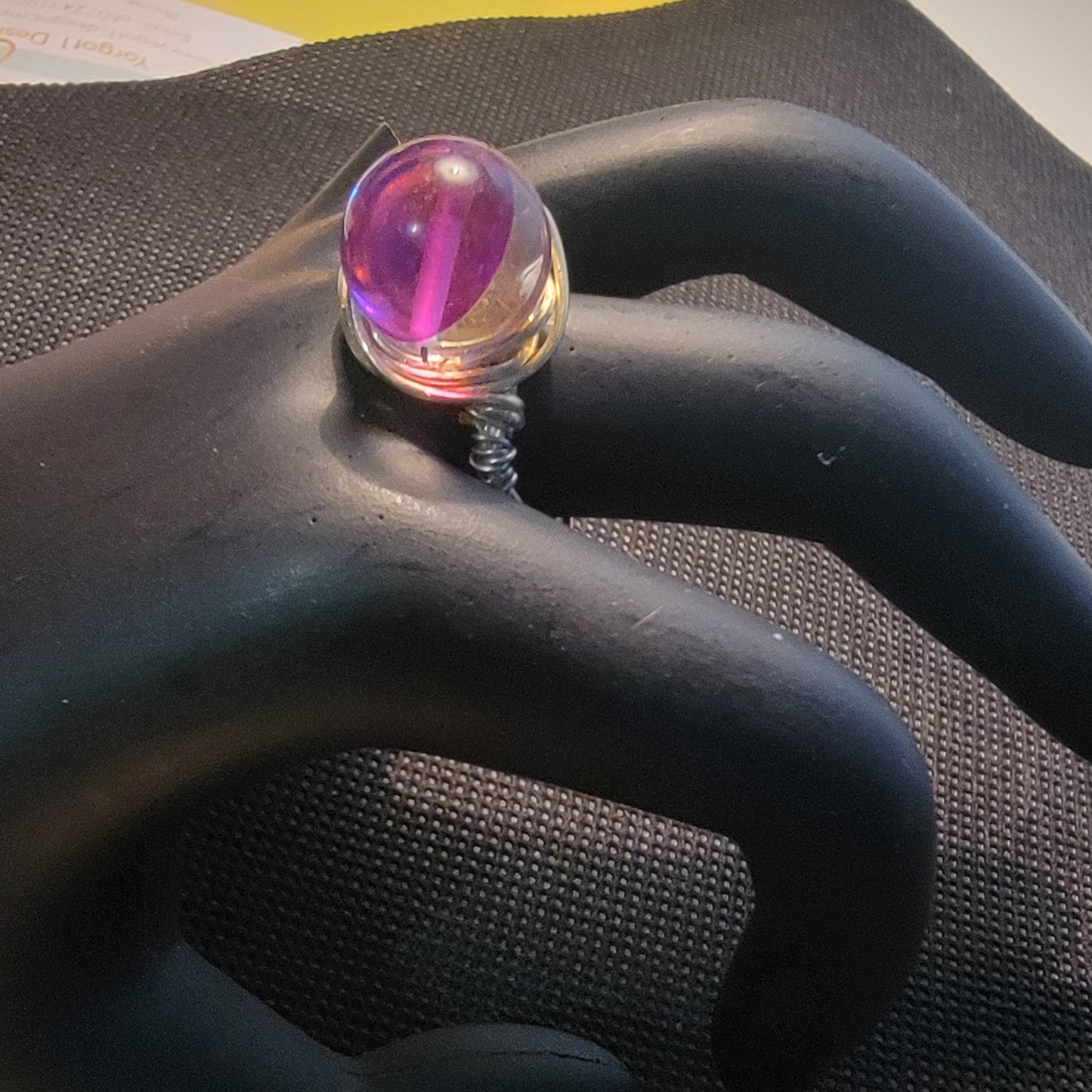 Tilted Earth Glass Bead Ring