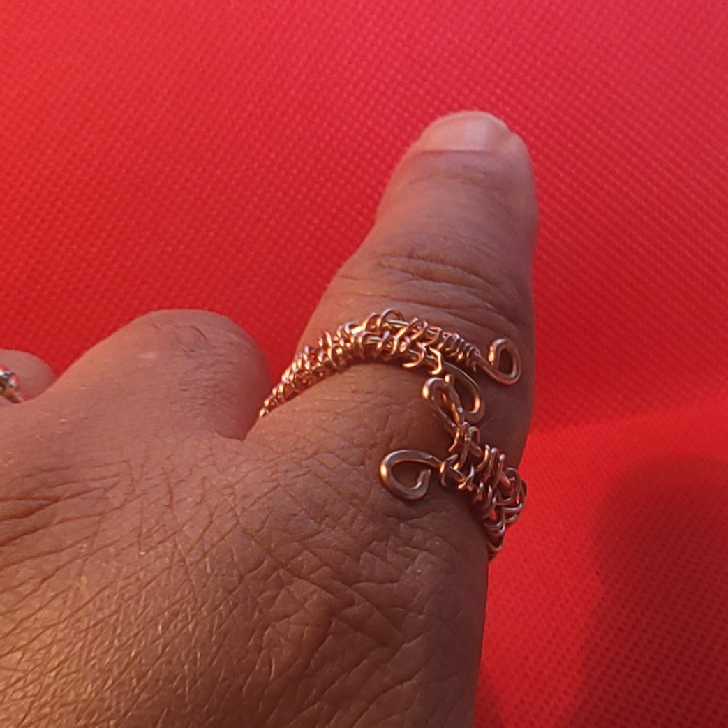 Mens mesh adjustable copper ring