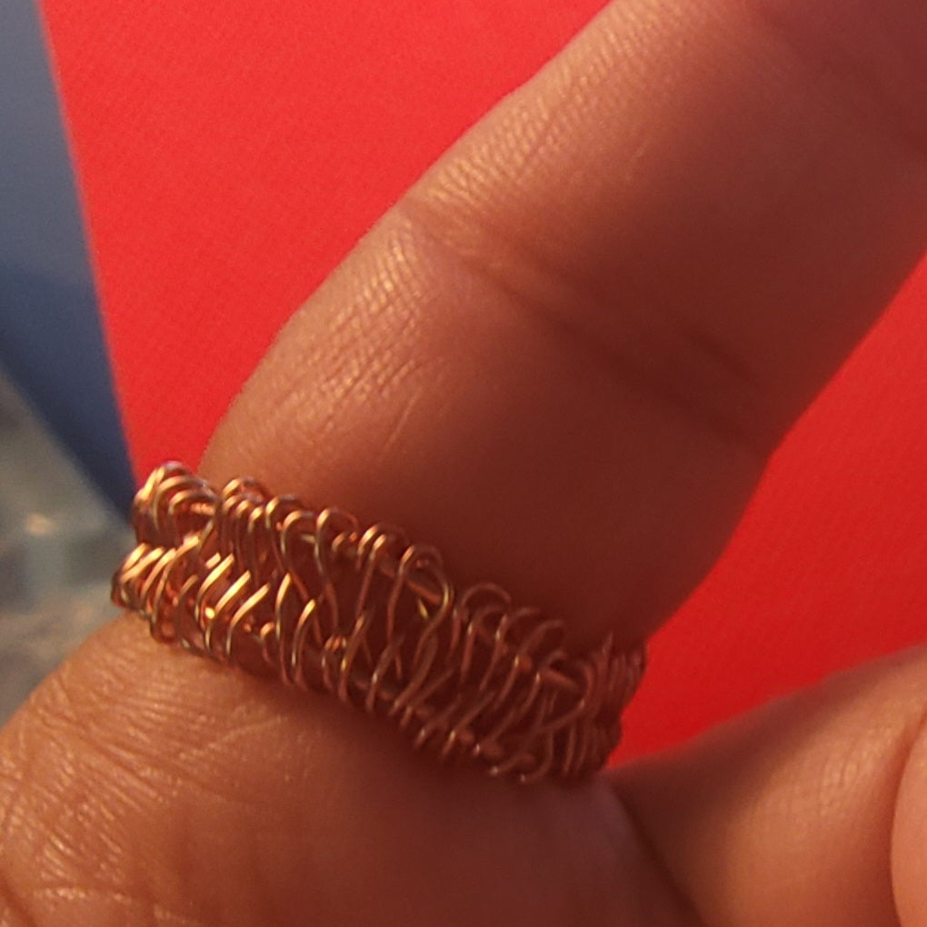 Mens mesh adjustable copper ring
