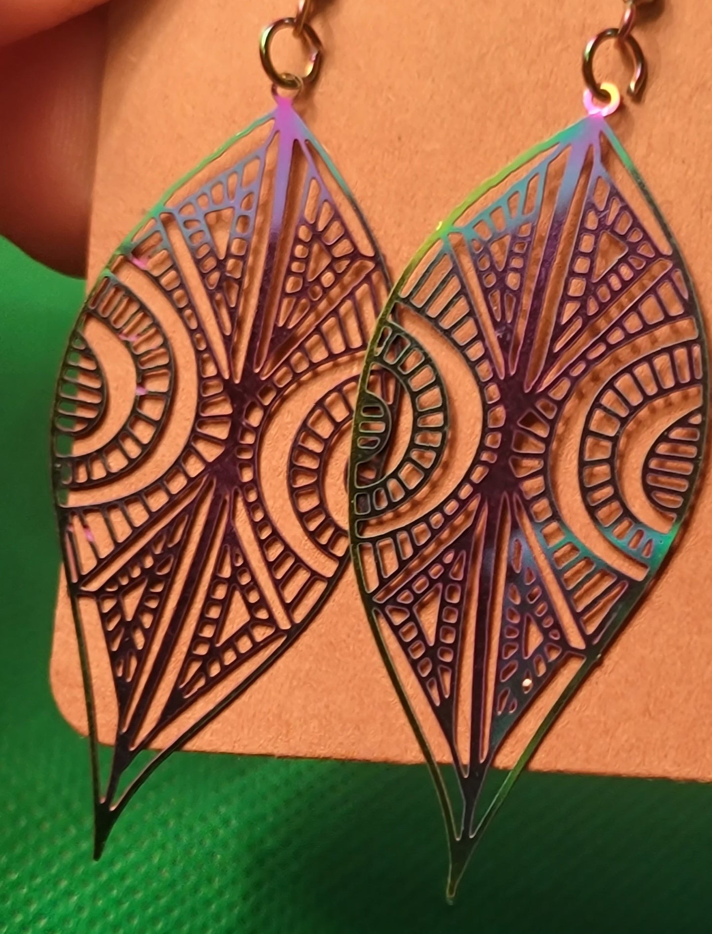 Etched Rainbow metallic drop earrings
