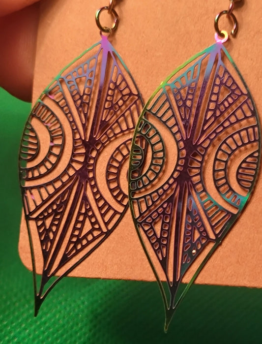 Etched Rainbow metallic drop earrings