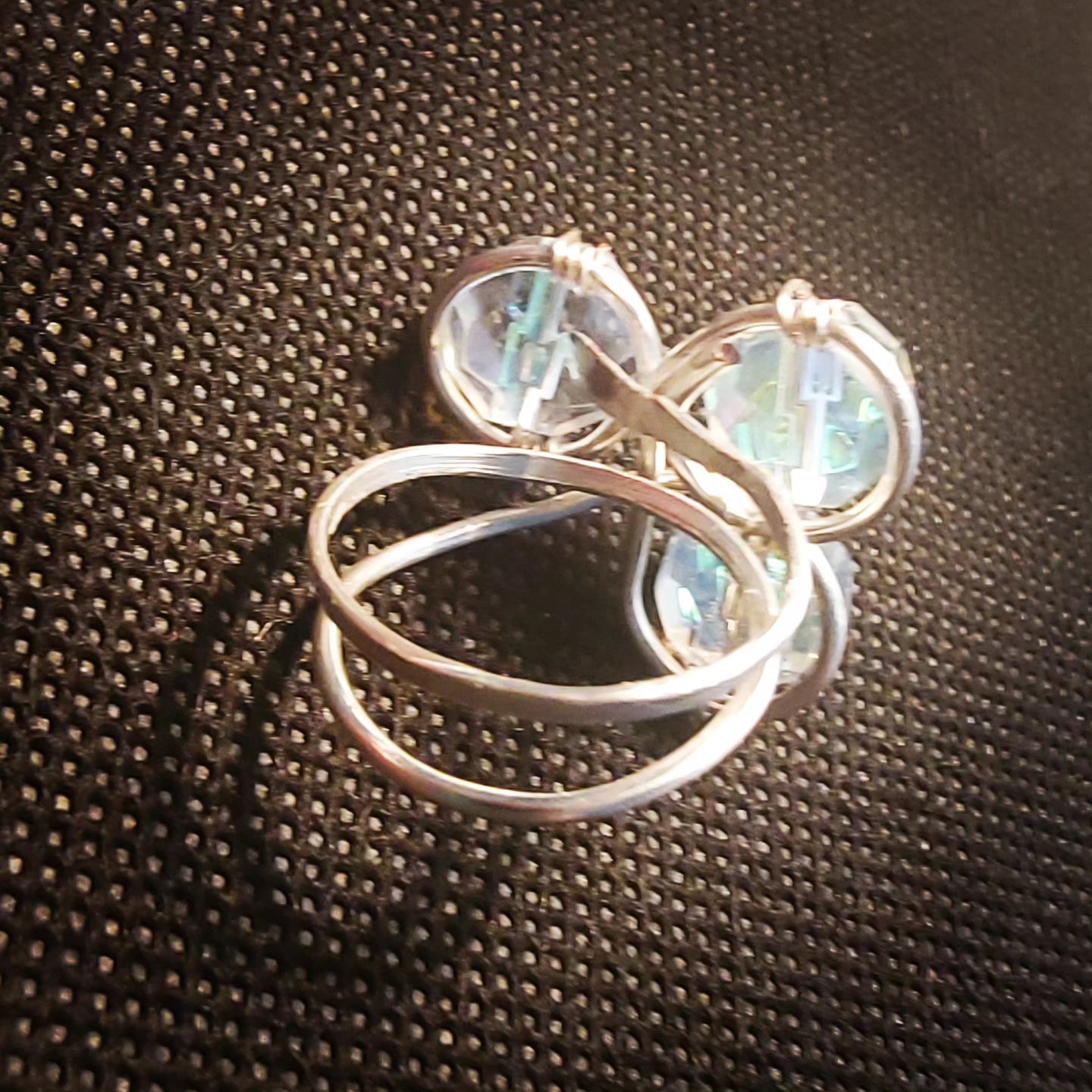 Faceted glass bead adjustable ring