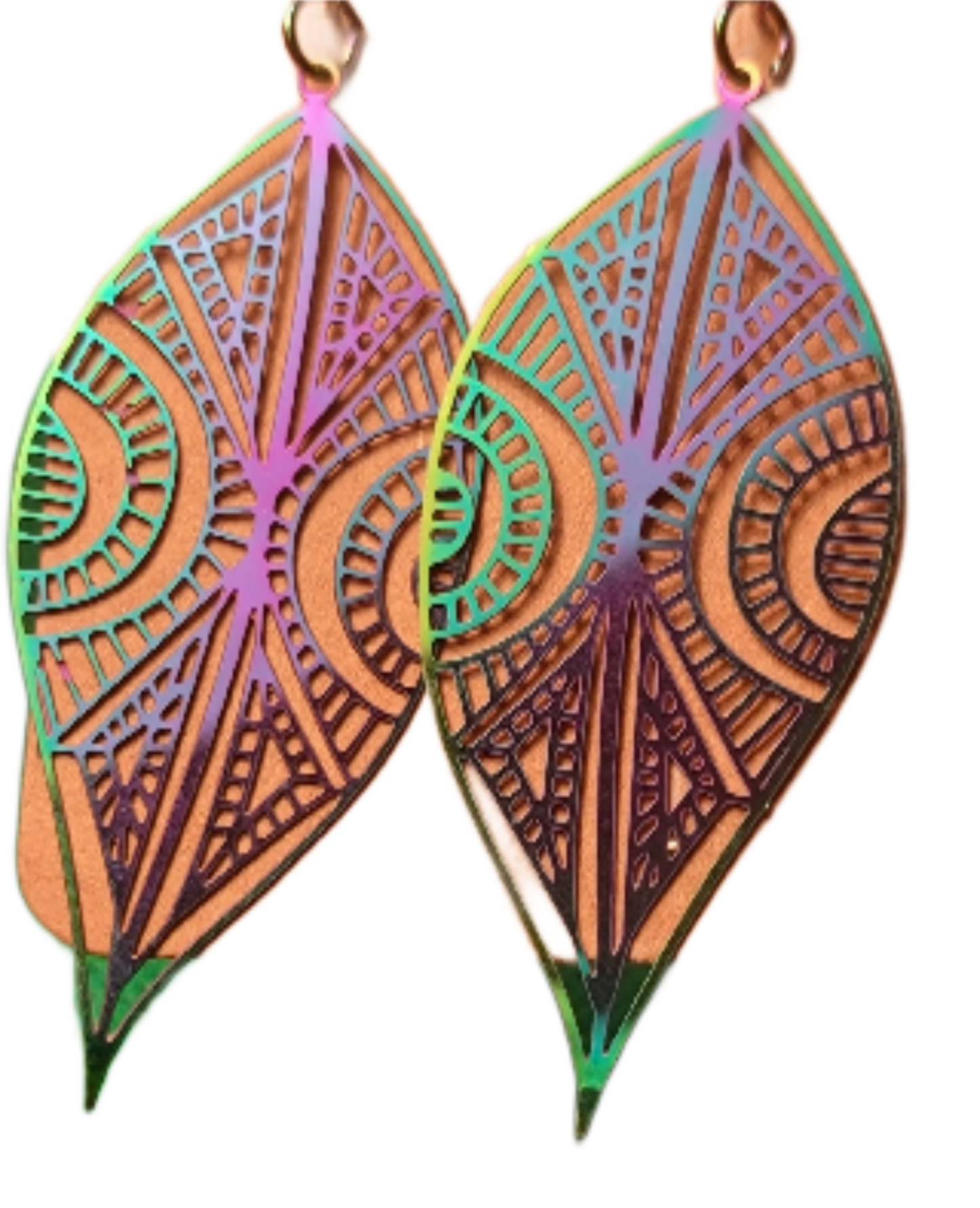 Etched Rainbow metallic drop earrings