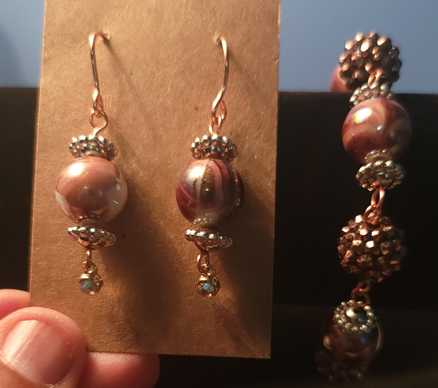 Acrylic bead bracelet and earrings set