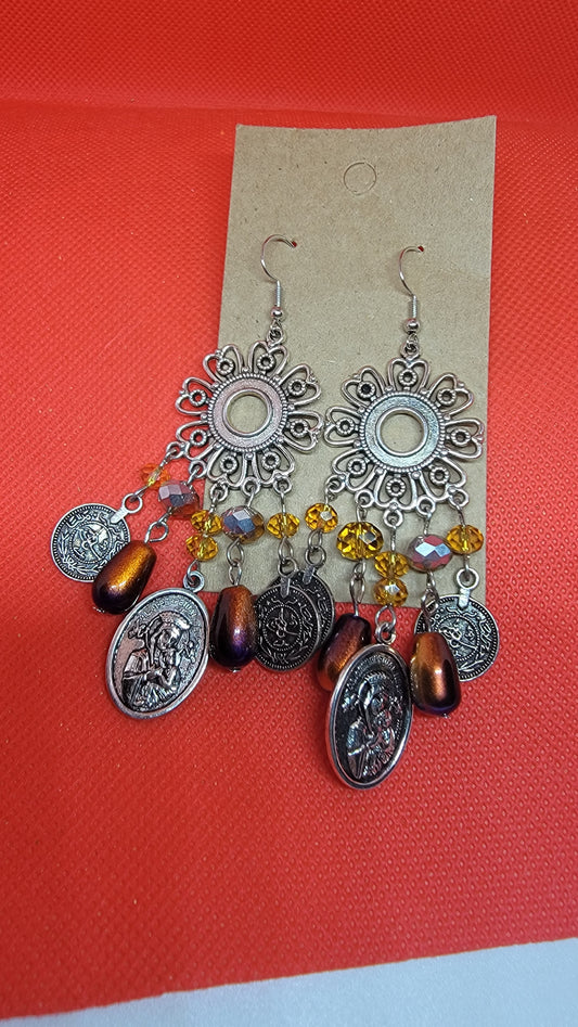 Bohemian Medallion Charm Earrings