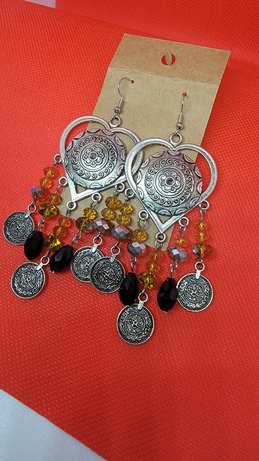 Chandelier Heart Charm Earrings