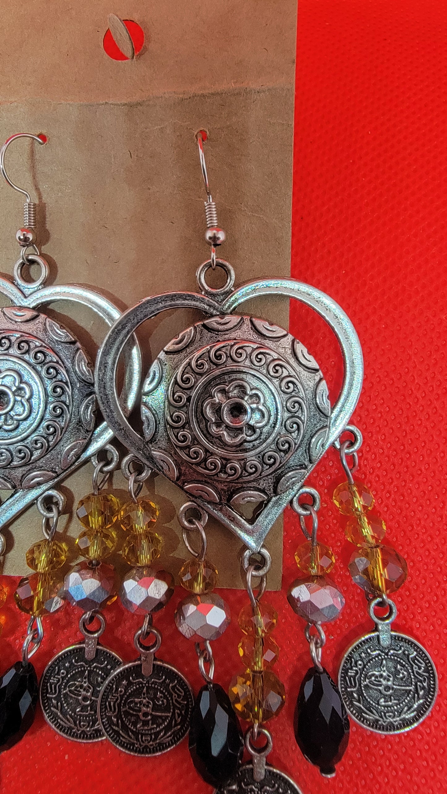 Chandelier Heart Charm Earrings