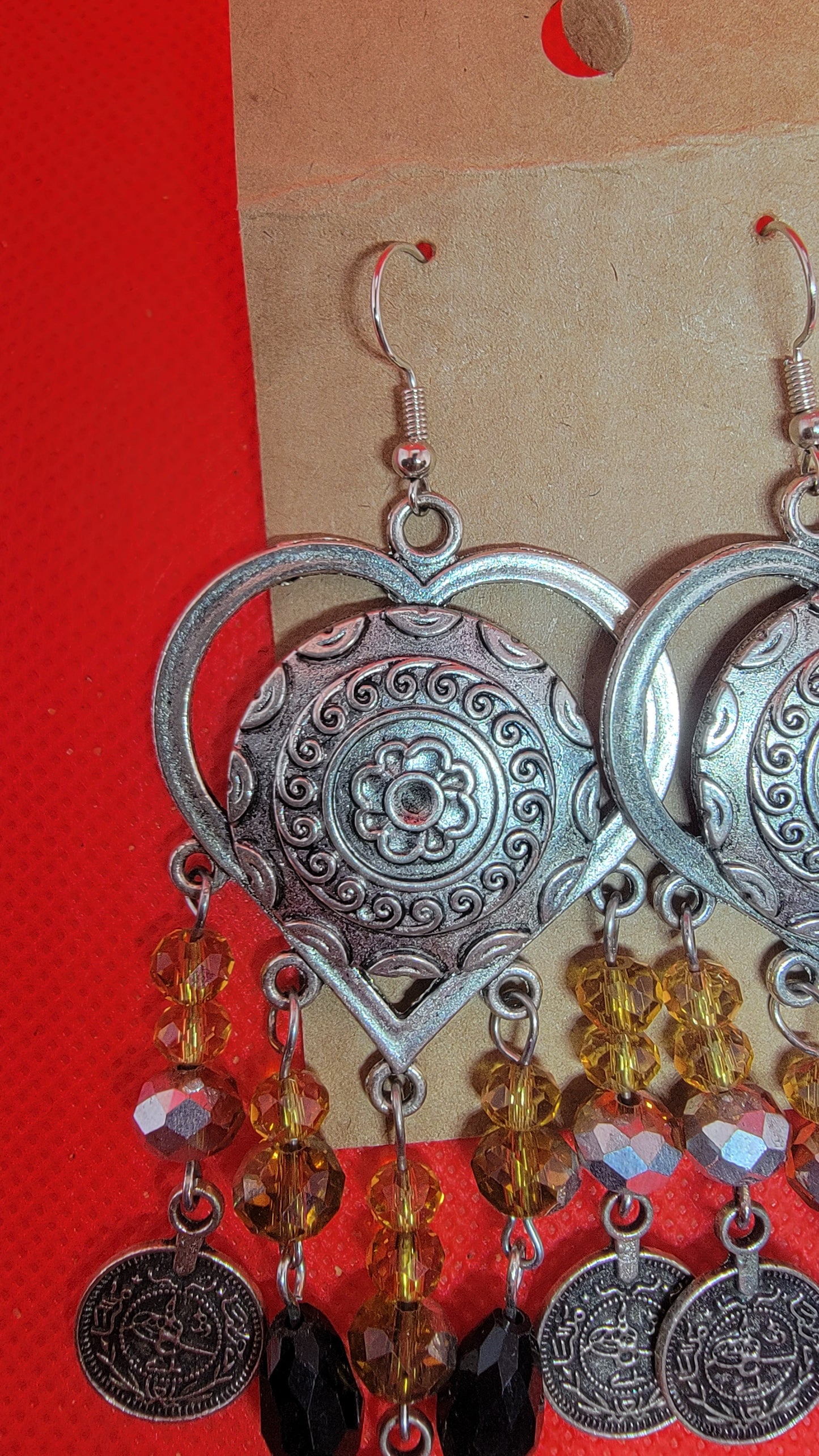 Chandelier Heart Charm Earrings